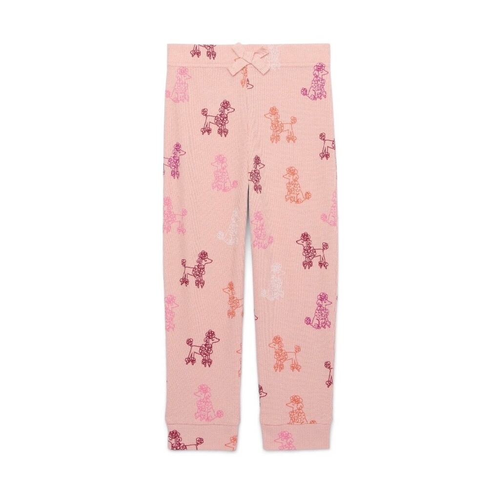 Garanimals Toddler Girls Print Thermal Joggers, Sizes 3T Pink Cotton Bend